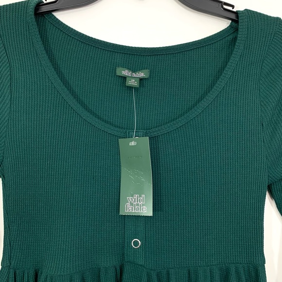 Wild Fable Women's Green Waffle Knit Long Sleeve Dress NWT - Picture 2 of 7